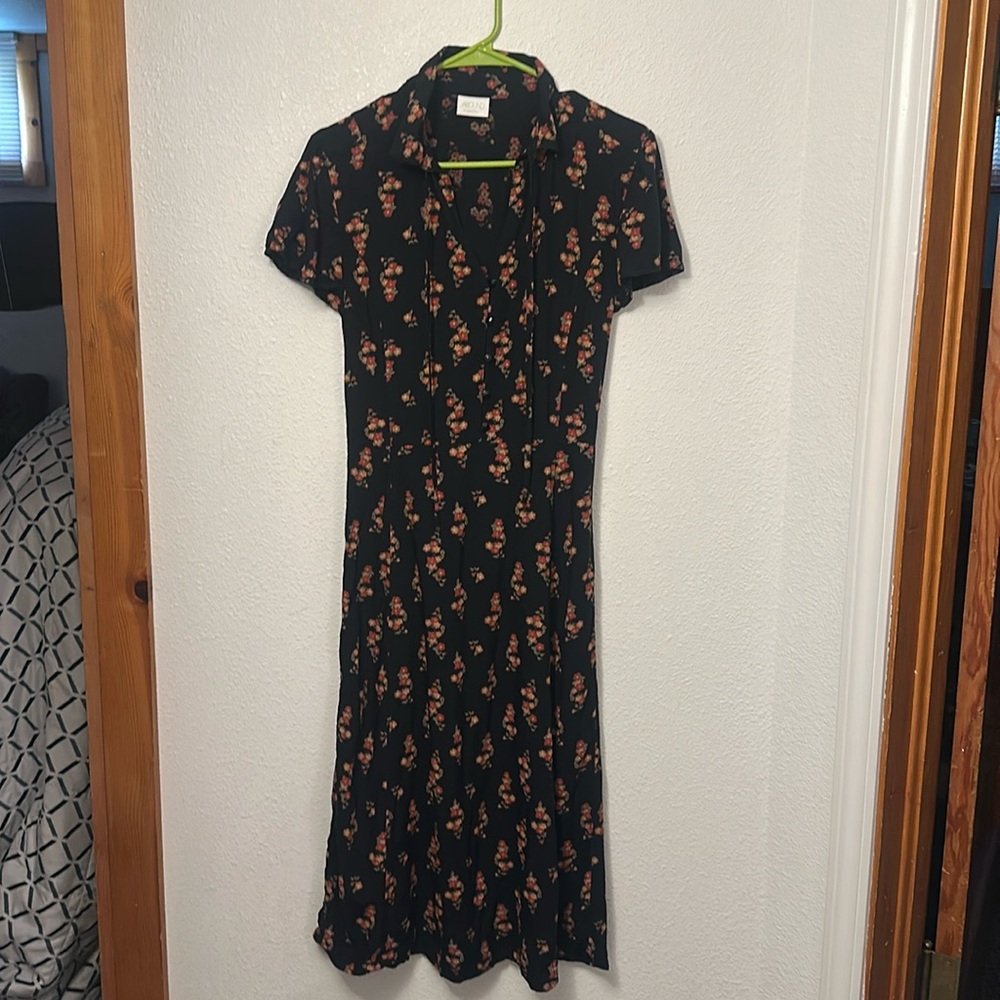 Abound black midi dress with floral print